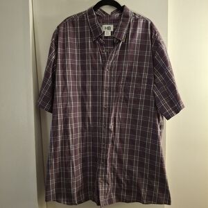 HB Men's Purple Plaid Short Sleeve Shirt